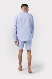 Chelsea Peers Blue Poplin Stripe Pyjama Shorts - Image 5 of 5