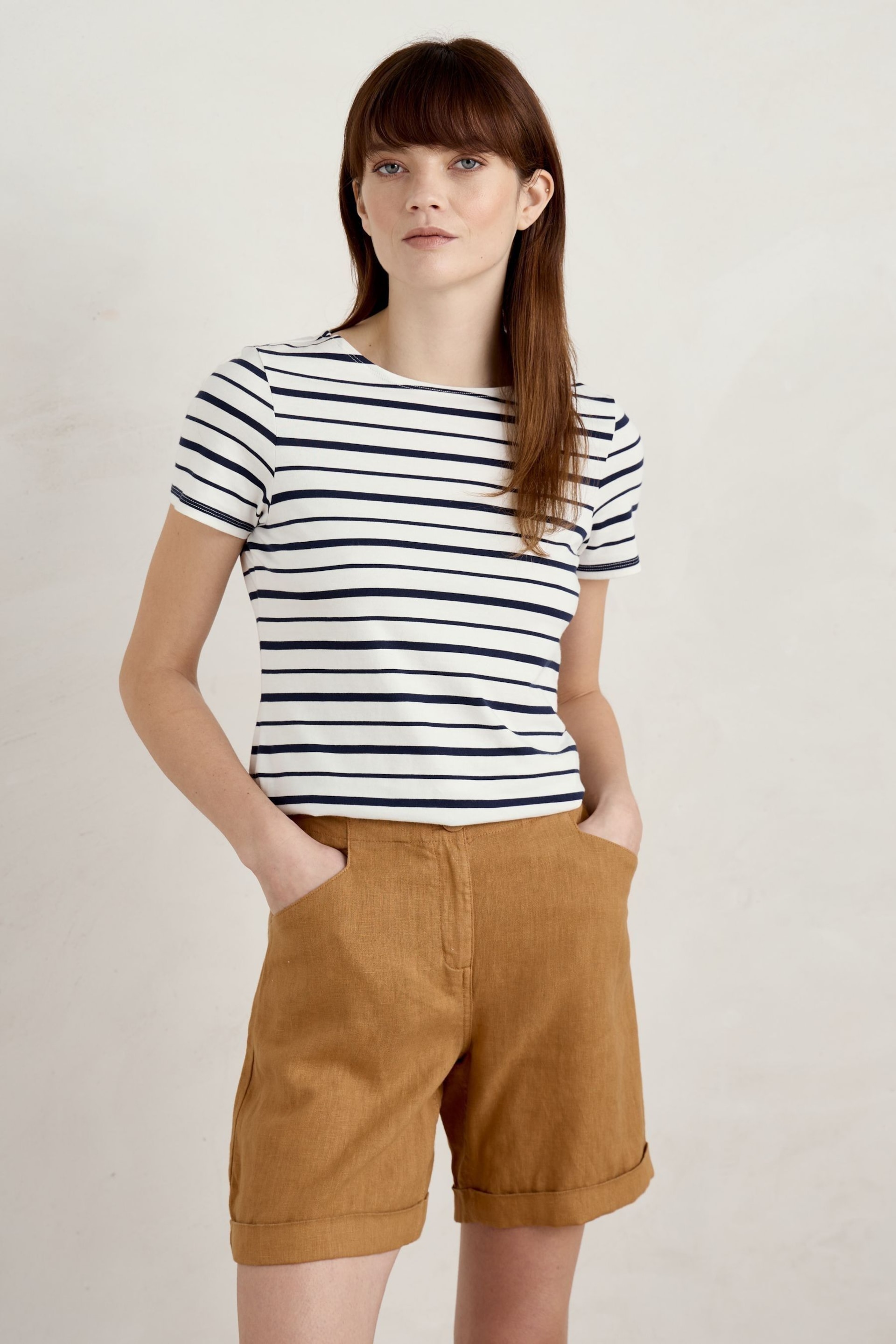 Seasalt Cornwall Natural Striped Sailor T-Shirt - Image 1 of 5