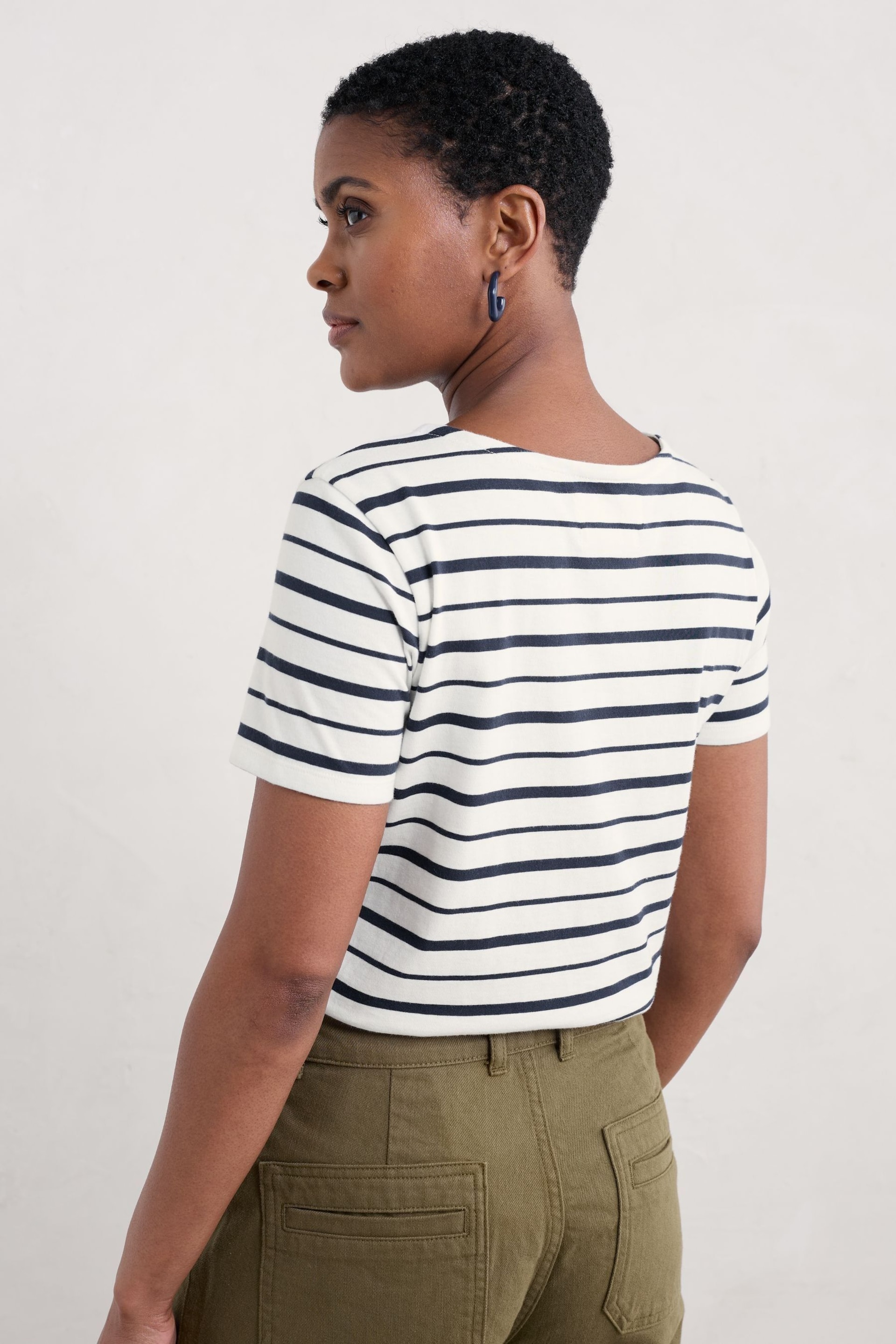 Seasalt Cornwall Natural Striped Sailor T-Shirt - Image 2 of 5