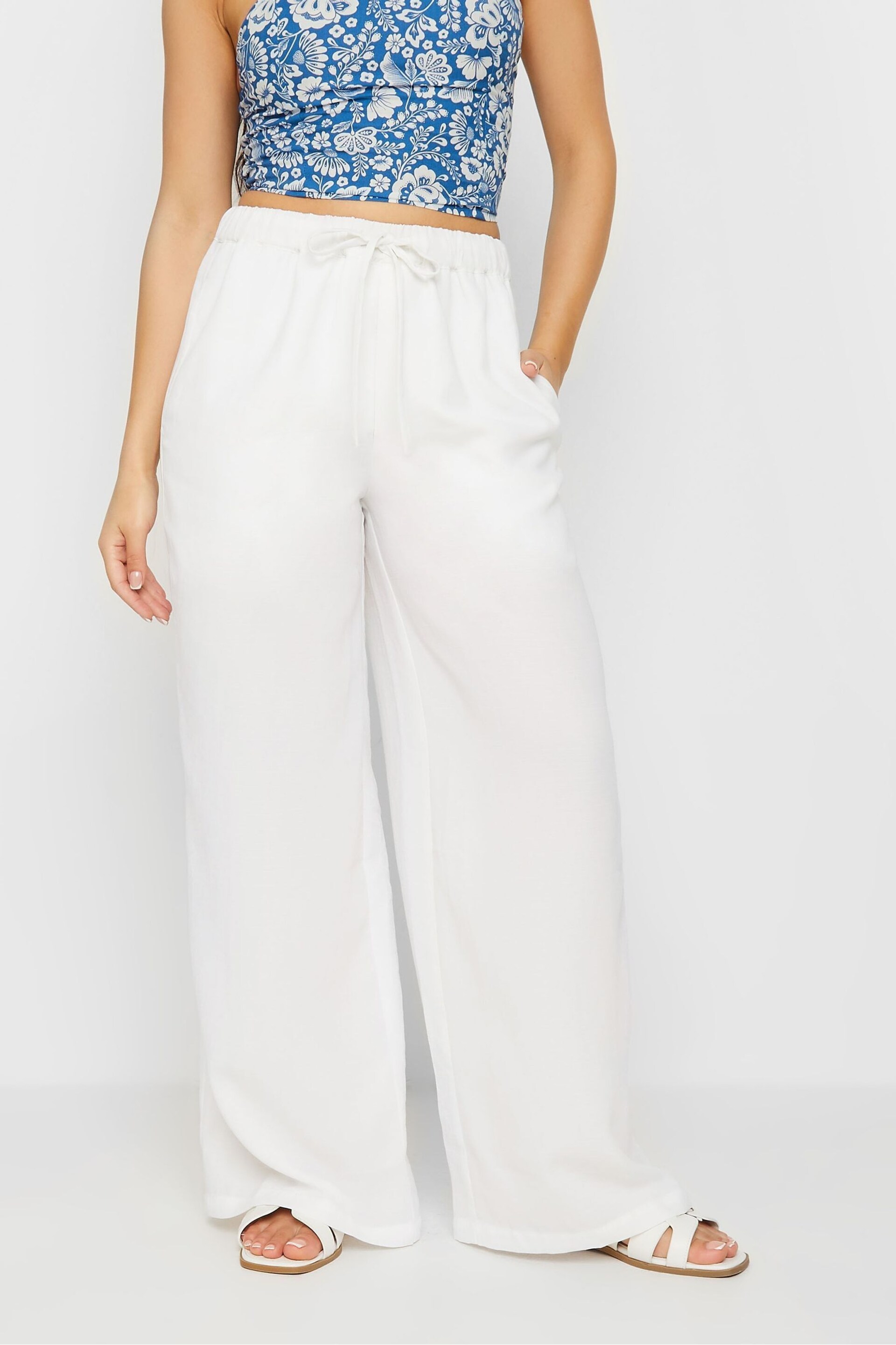 PixieGirl Petite White Wide Leg Trousers - Image 2 of 5