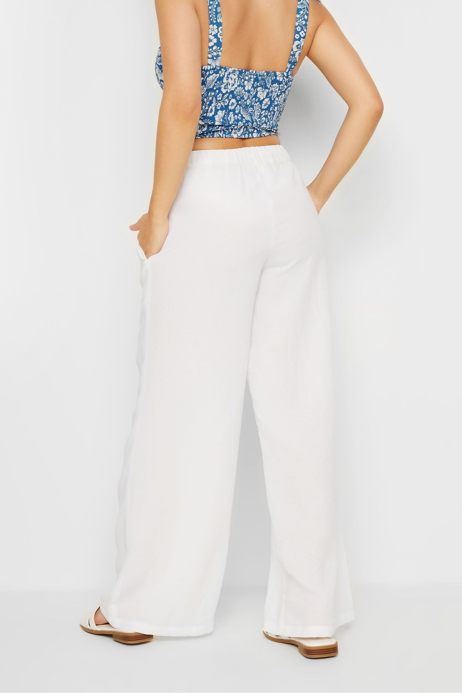 PixieGirl Petite White Wide Leg Trousers - Image 3 of 5