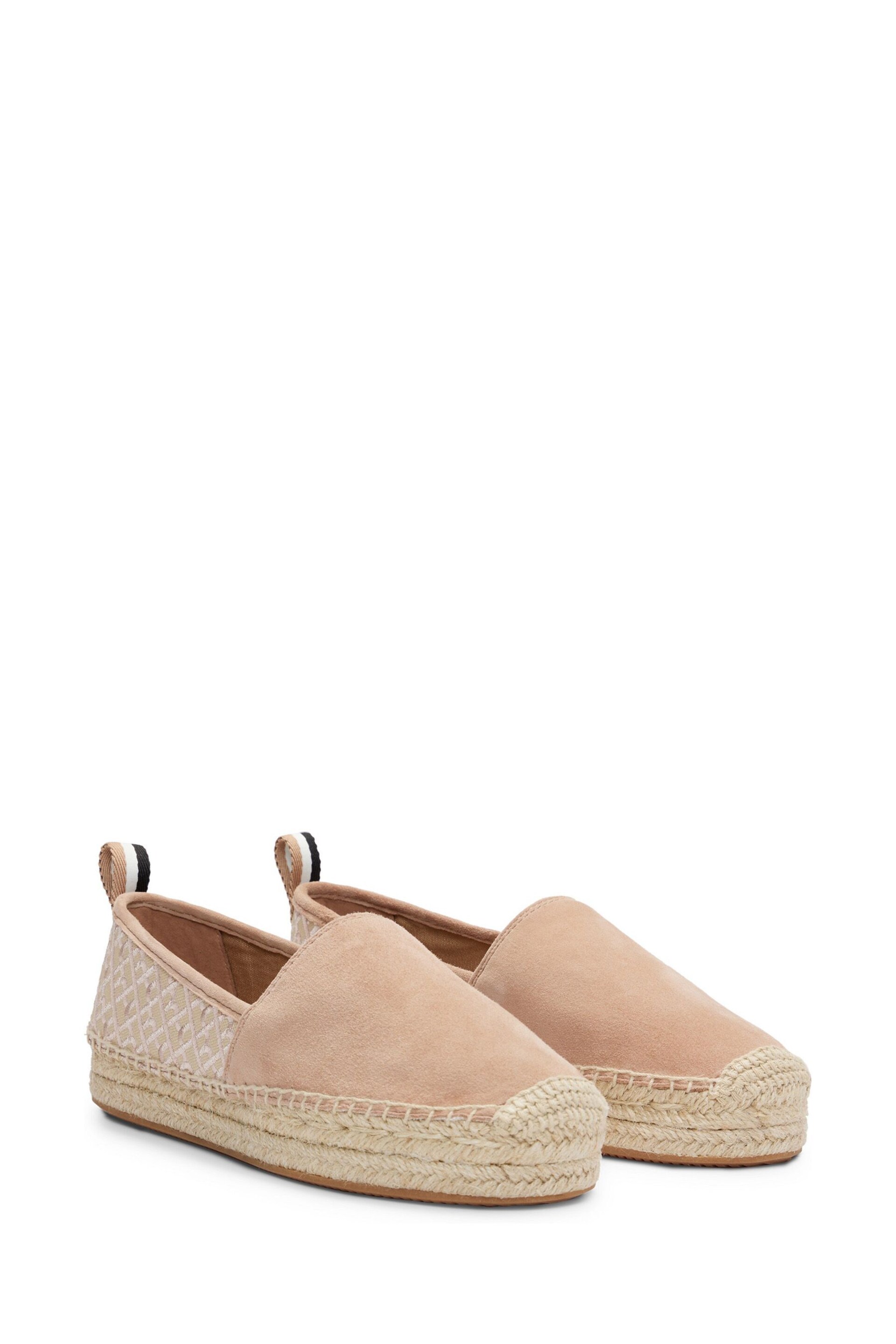 BOSS Brown Suede Slip-On Espadrilles With Embroidered Monograms - Image 1 of 4