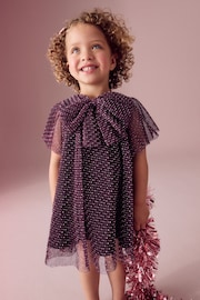 Plum Purple Sparkle Mesh Dress (3mths-7yrs) - Image 1 of 7