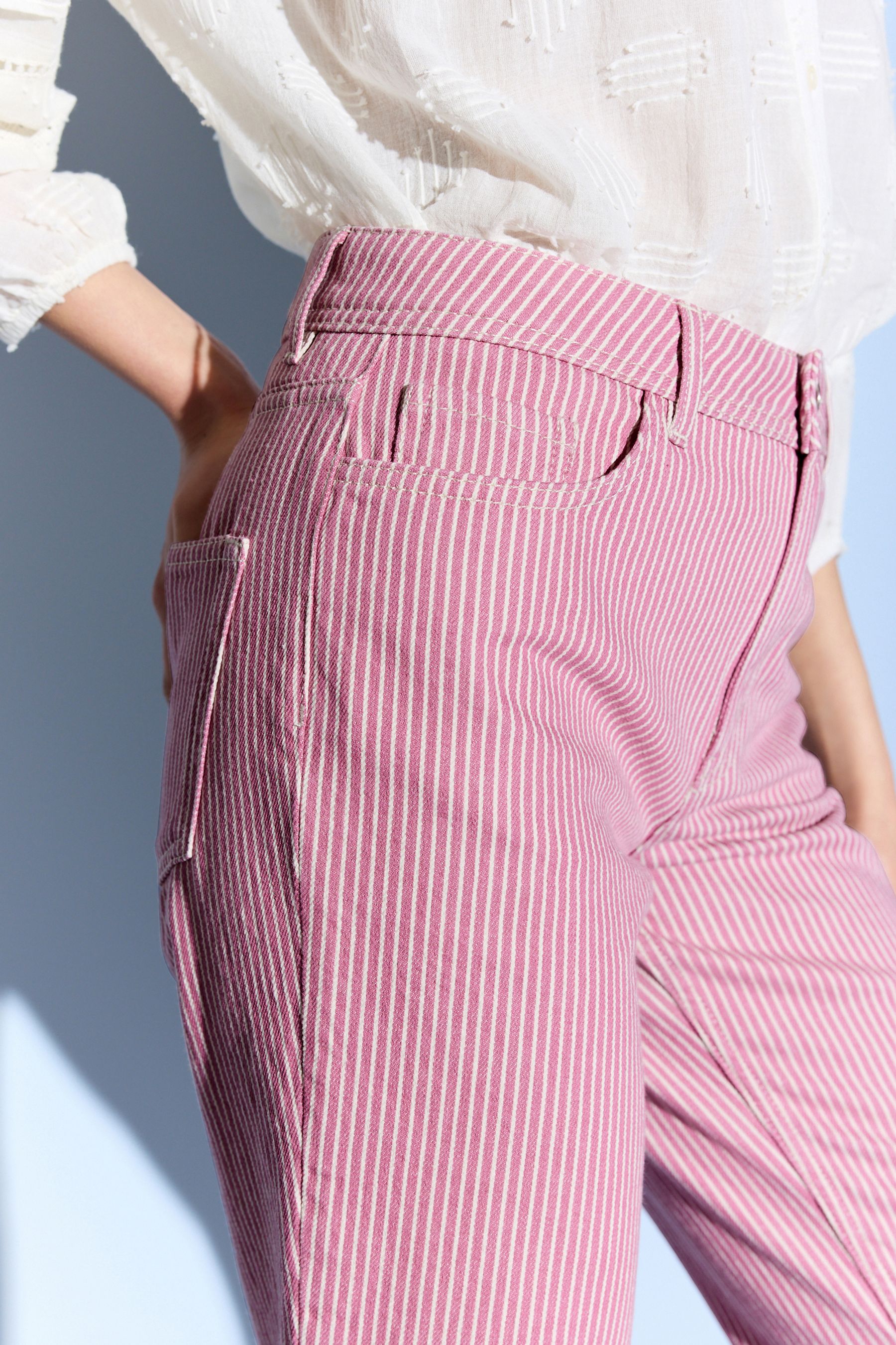 Pink stripe jeans clearance