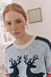 Blue/Pink Fairisle Reindeer Family Matchback Christmas Jumper - Image 5 of 7