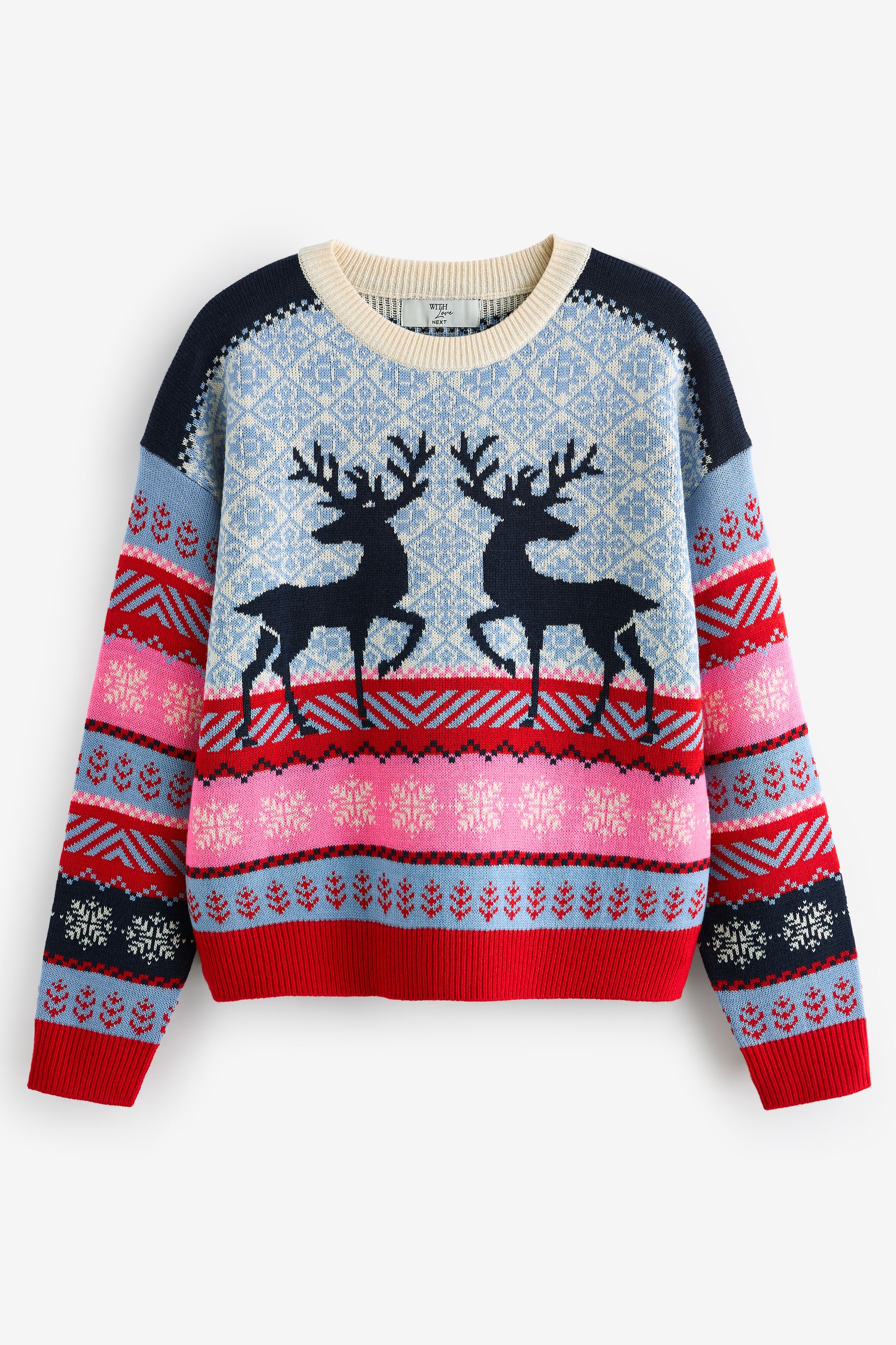 Buy Navy Blue Pink Matching Family Womens Christmas Fairisle Pattern Reindeer Jumper from the Next UK online shop