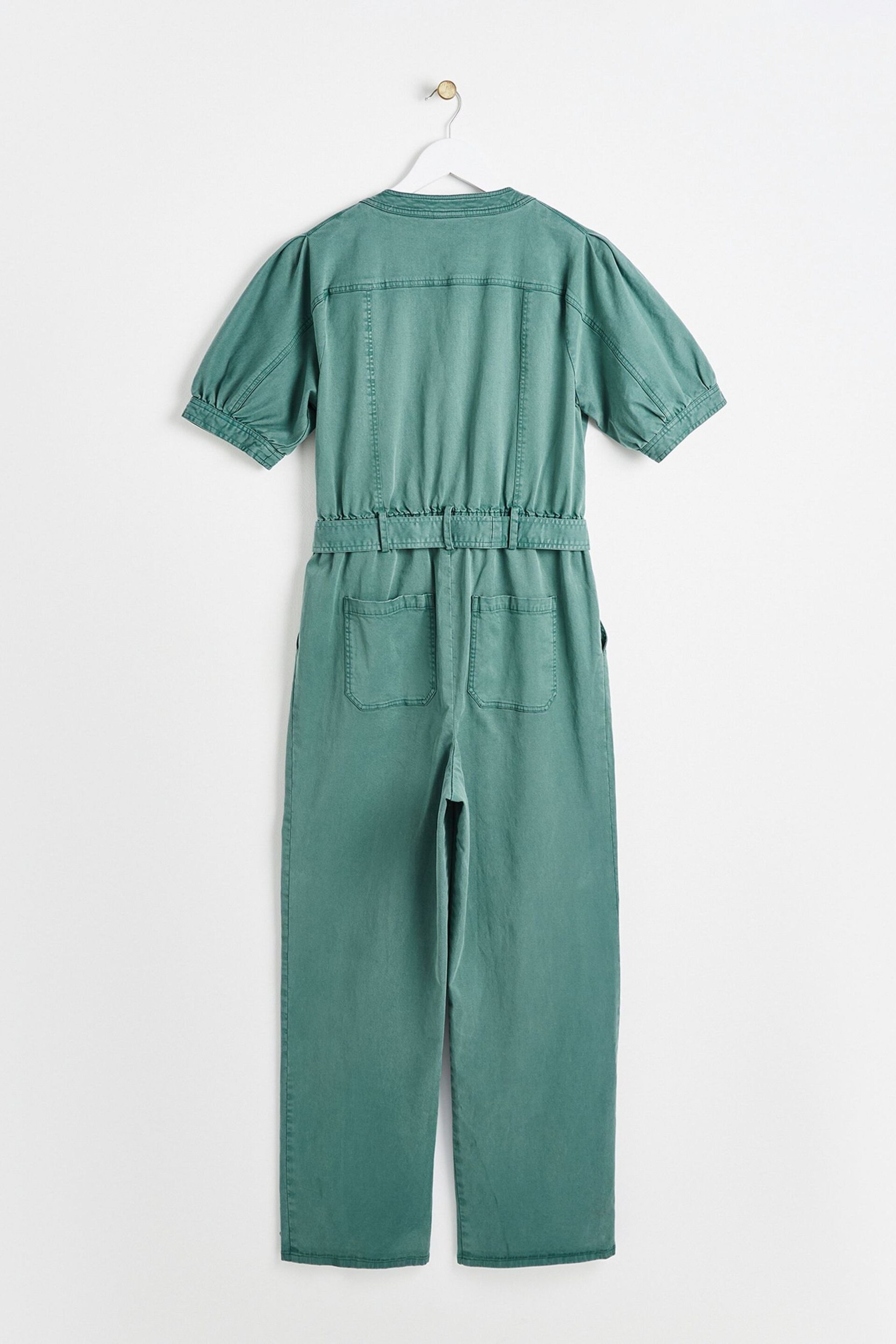 Oliver Bonas Green Short Sleeve V-Neck Jumpsuit - Image 5 of 9