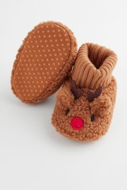 Коричневий - Christmas Reindeer Sock Top Baby Boots (0-2mths) - Image 4 of 6