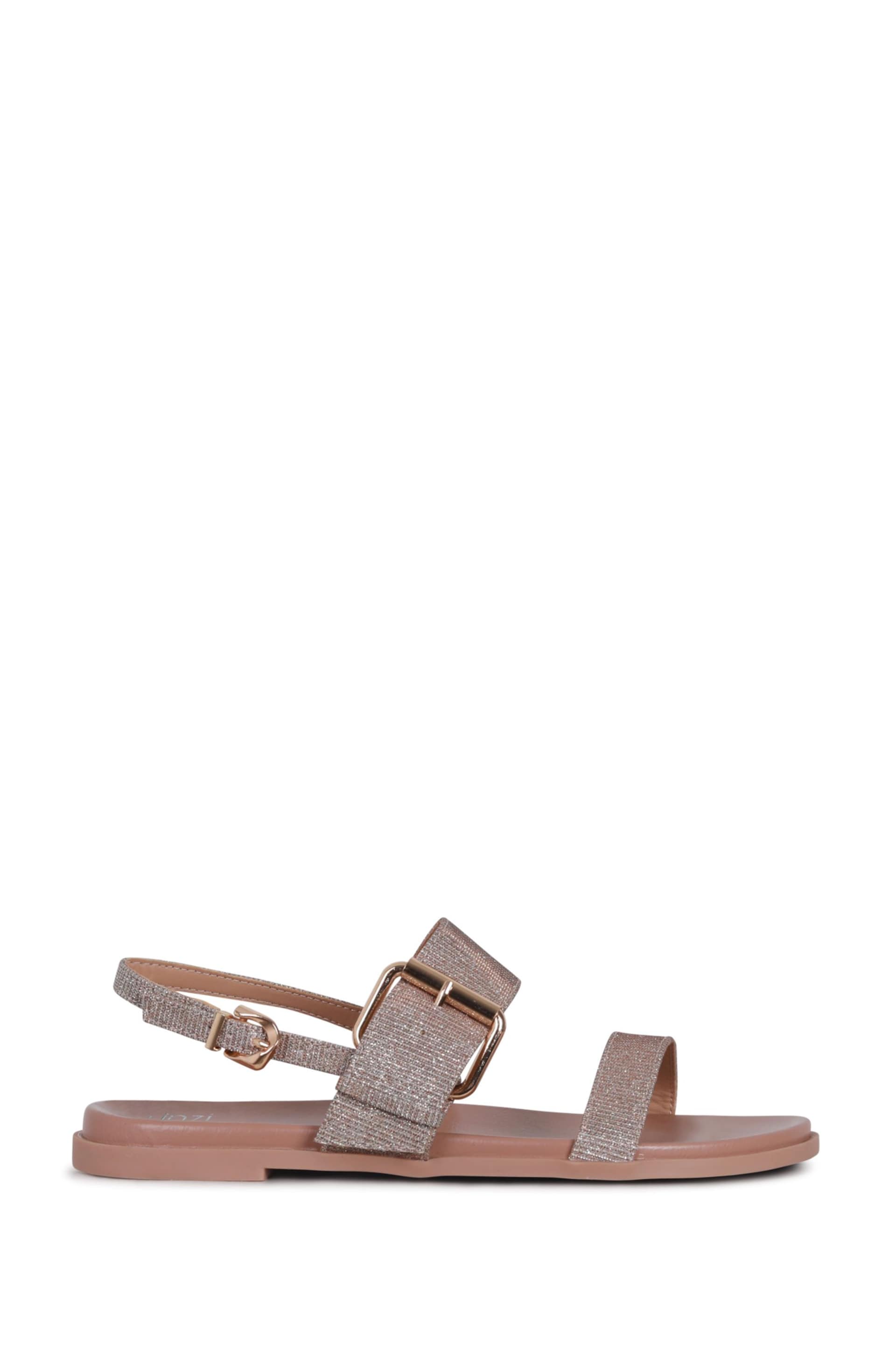 Linzi Gold Lucille Glitter Two Part Sandals With Large Buckle Detail - Image 2 of 4