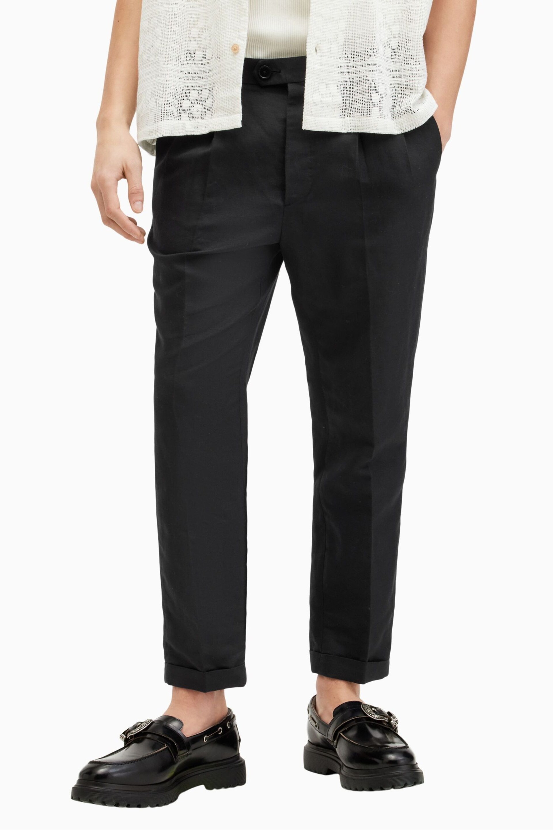 AllSaints Black Cross Tallis Trousers - Image 1 of 7