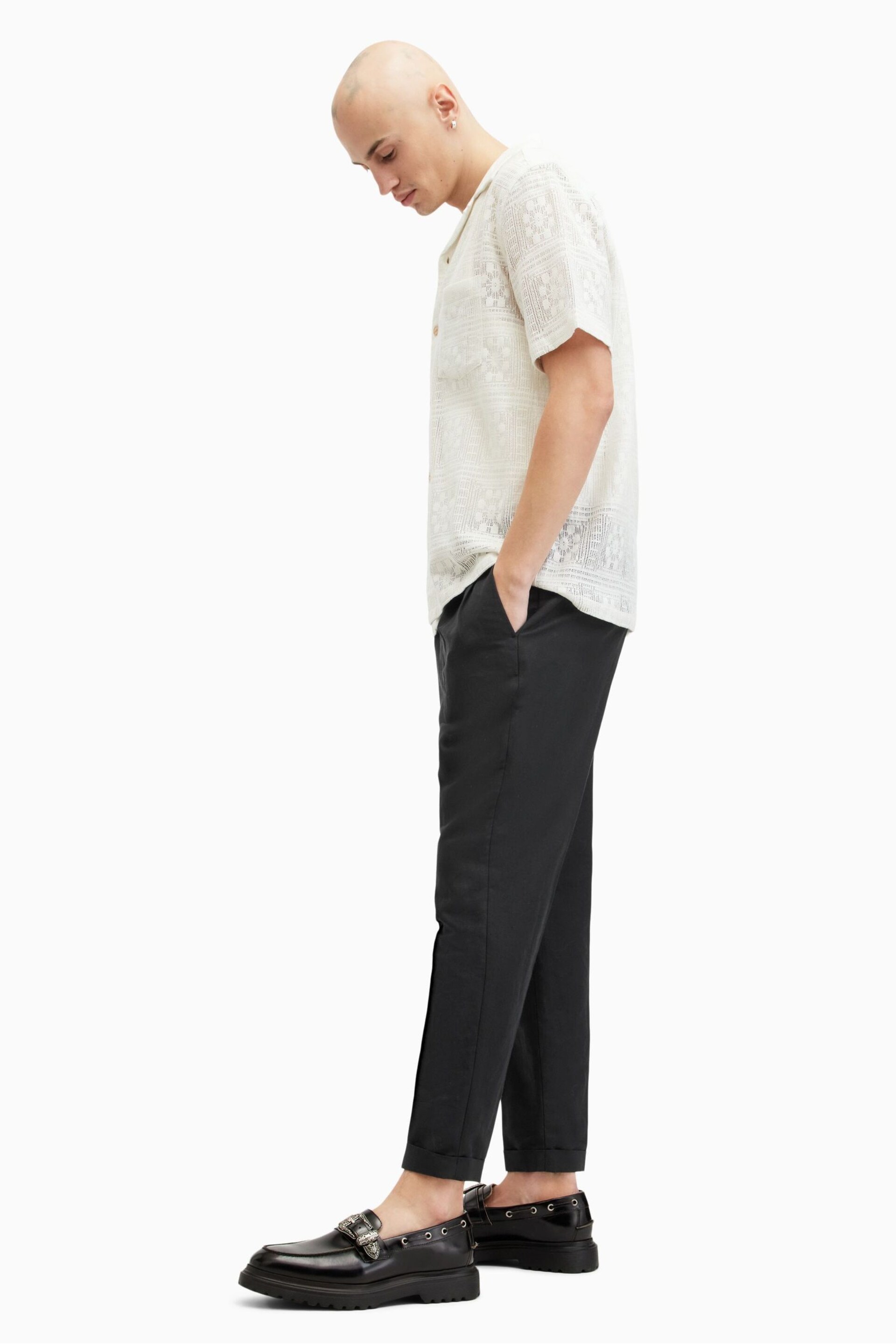 AllSaints Black Cross Tallis Trousers - Image 4 of 7