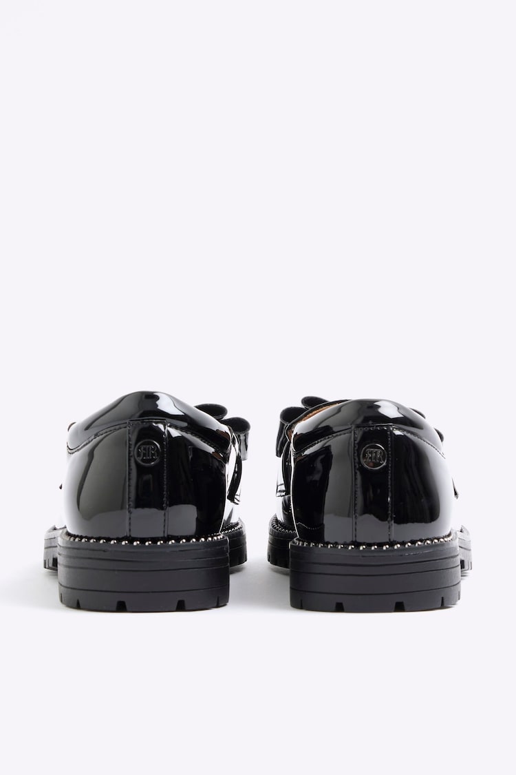 River Island Black Girls Patent Drench Bow Loafers - Image 4 of 4