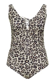 Yours Curve Black Plunge Leopard Print Swimsuit - Image 6 of 7