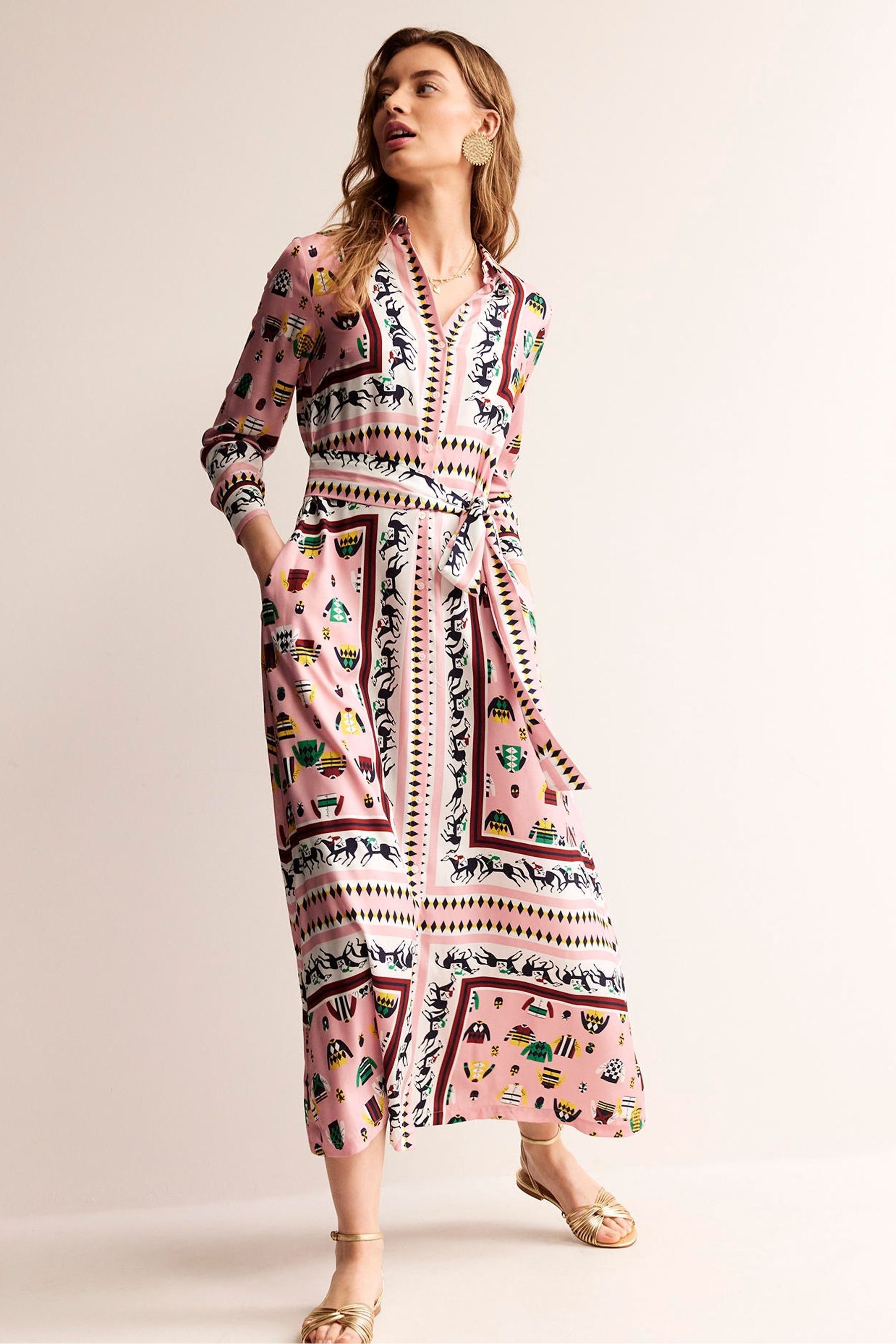 Buy Boden Pink Claudia Maxi Shirt Dress from Next Luxembourg