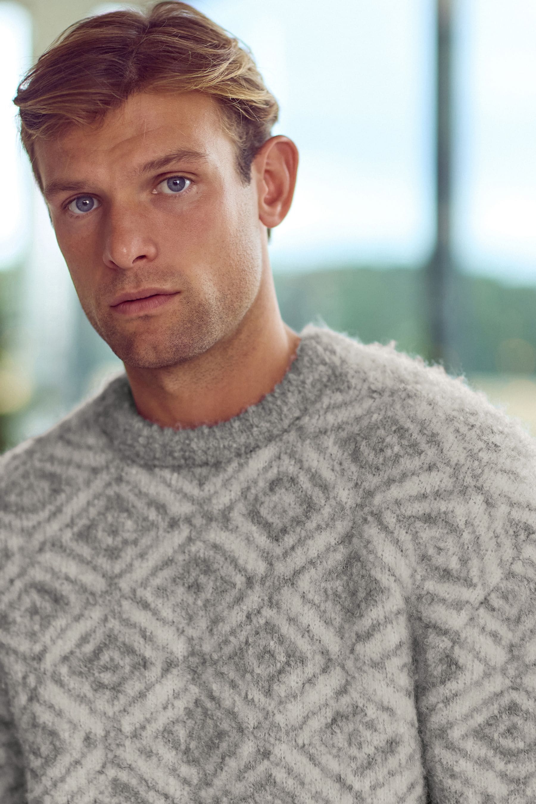 Buy Grey White Pattern Relaxed Fit Boucle Texture Crew Jumper With Wool Next Ukraine