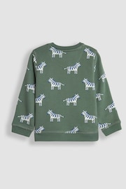 JoJo Maman Bébé Khaki Green Zebra Printed Sweatshirt - Image 2 of 3