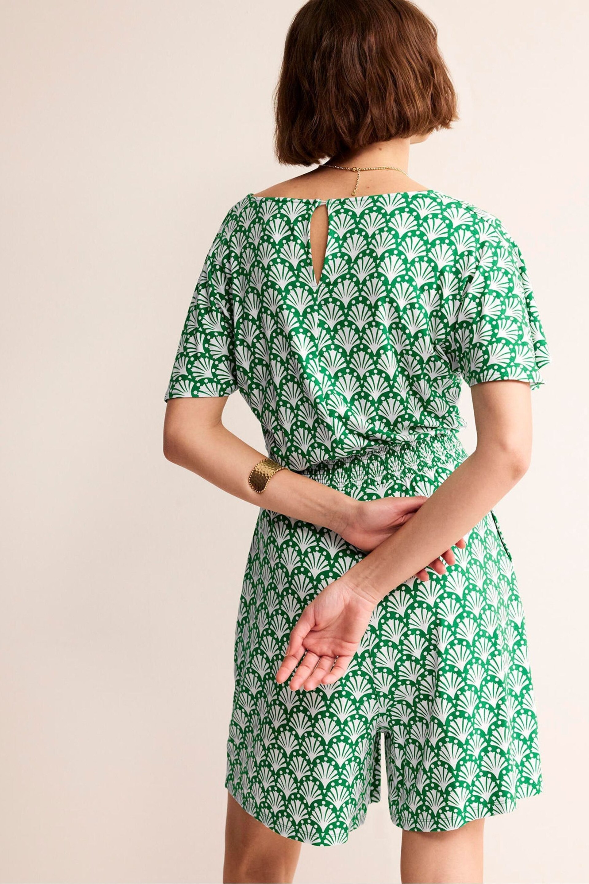 Boden Green Smocked Jersey Playsuit - Image 2 of 5