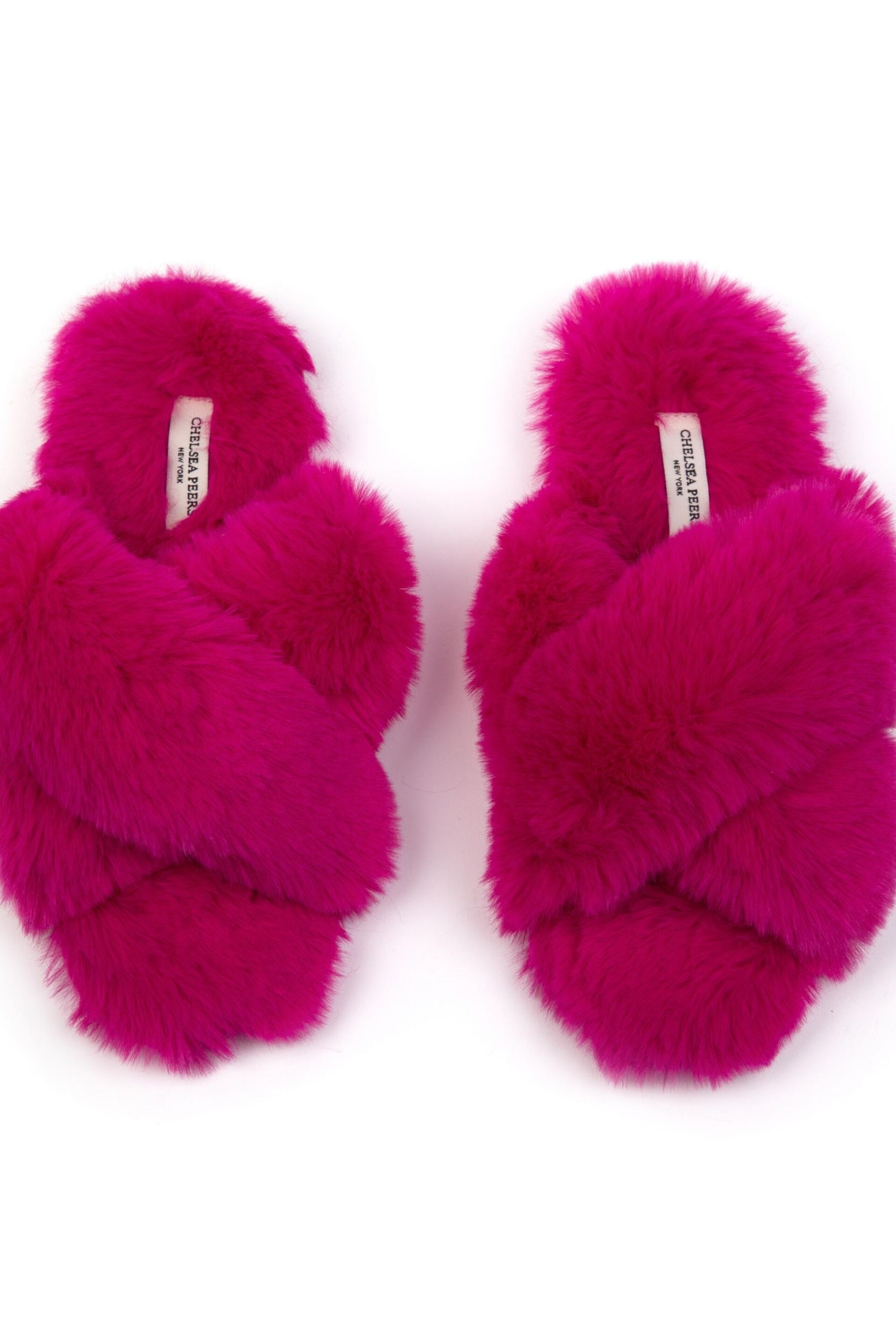 Chelsea Peers Pink Regular Fit Fluffy Cross Strap Slider Slippers - Image 2 of 5