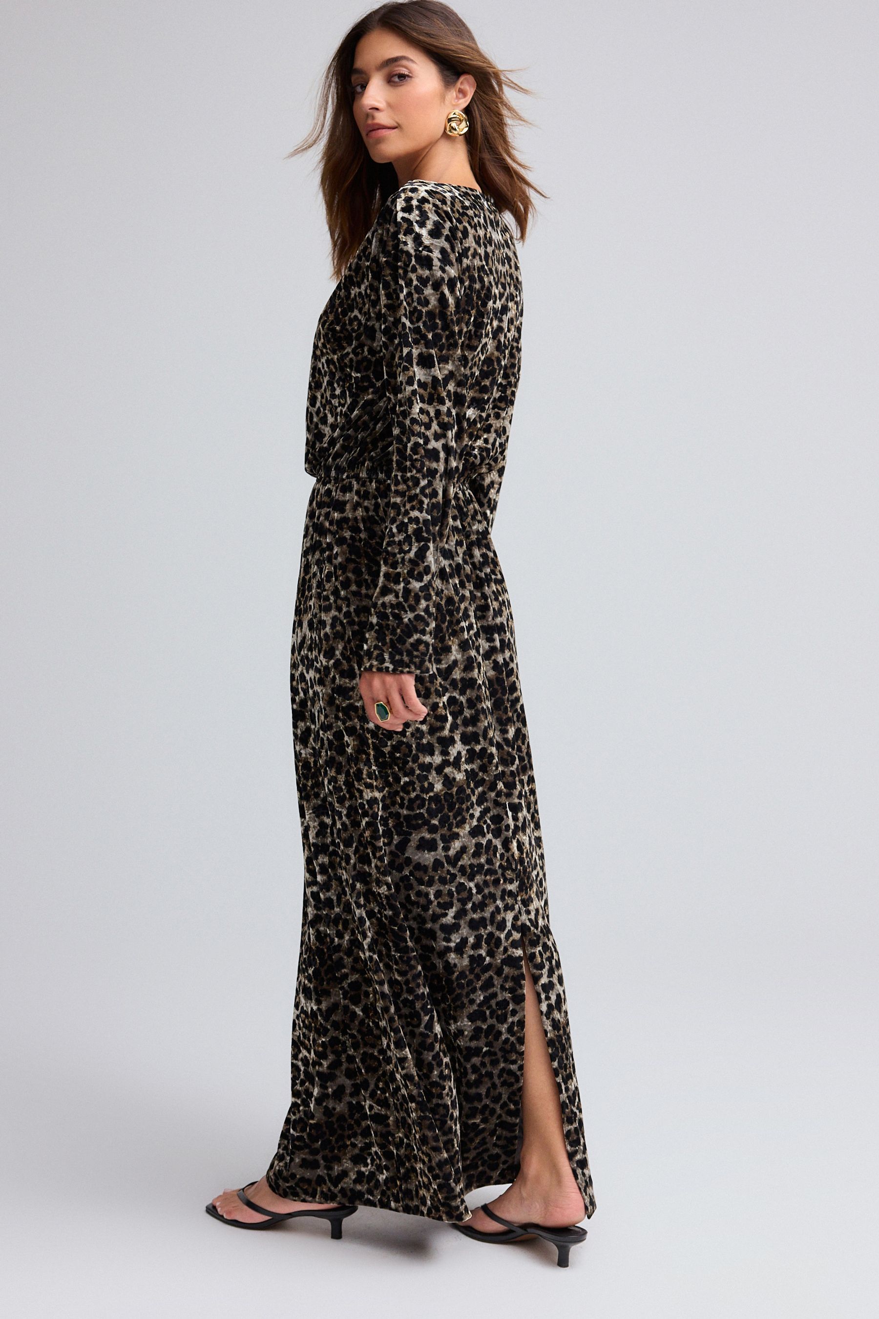 Printed long sleeve maxi dress outlet