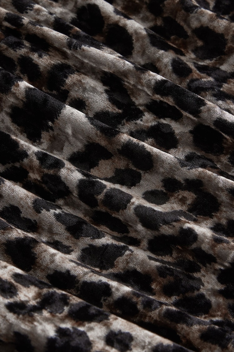 Leopard Animal Print Long Sleeve Velvet Maxi Dress - Image 6 of 6