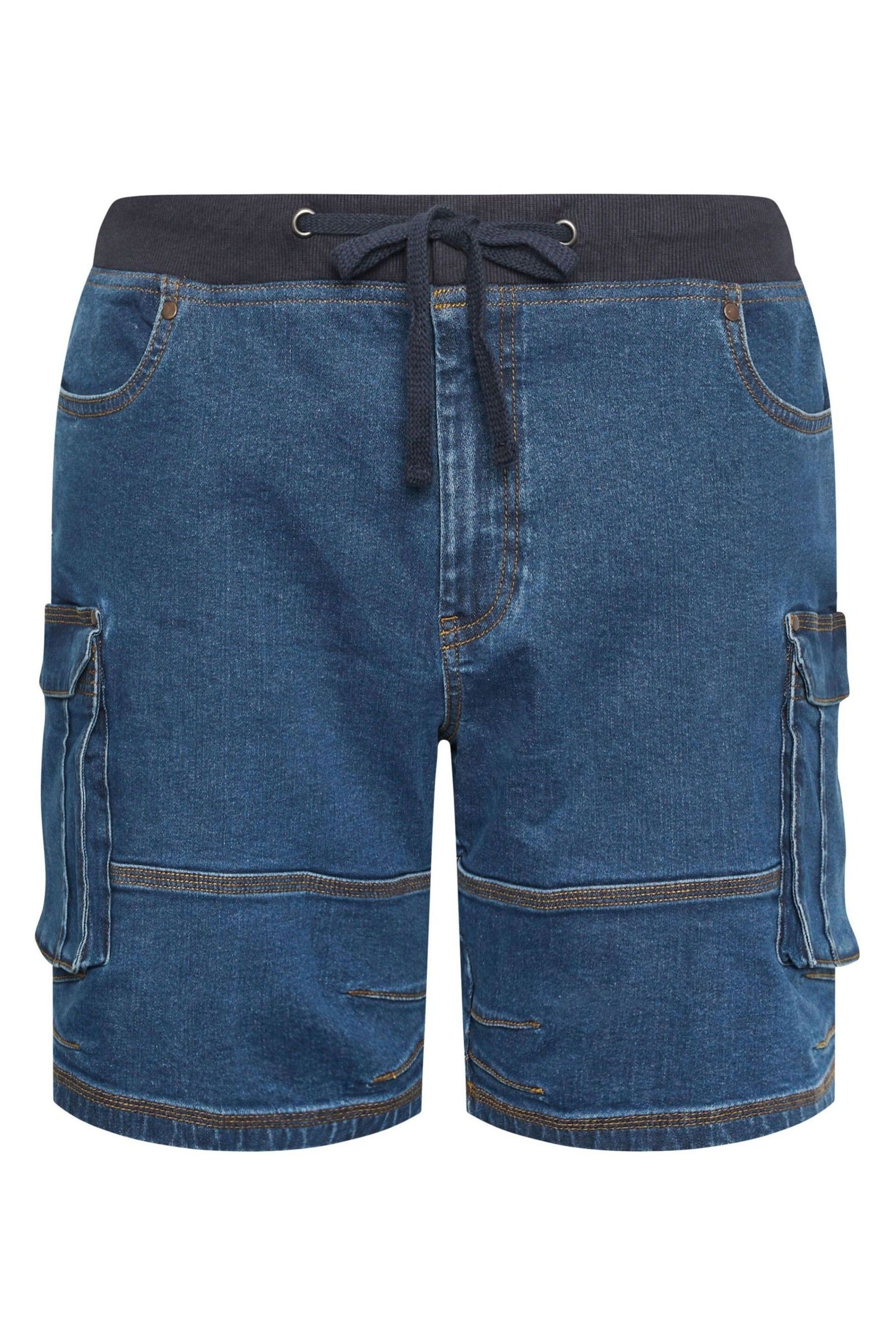 BadRhino Big & Tall Blue Elasticated Waist Denim Shorts - Image 3 of 4