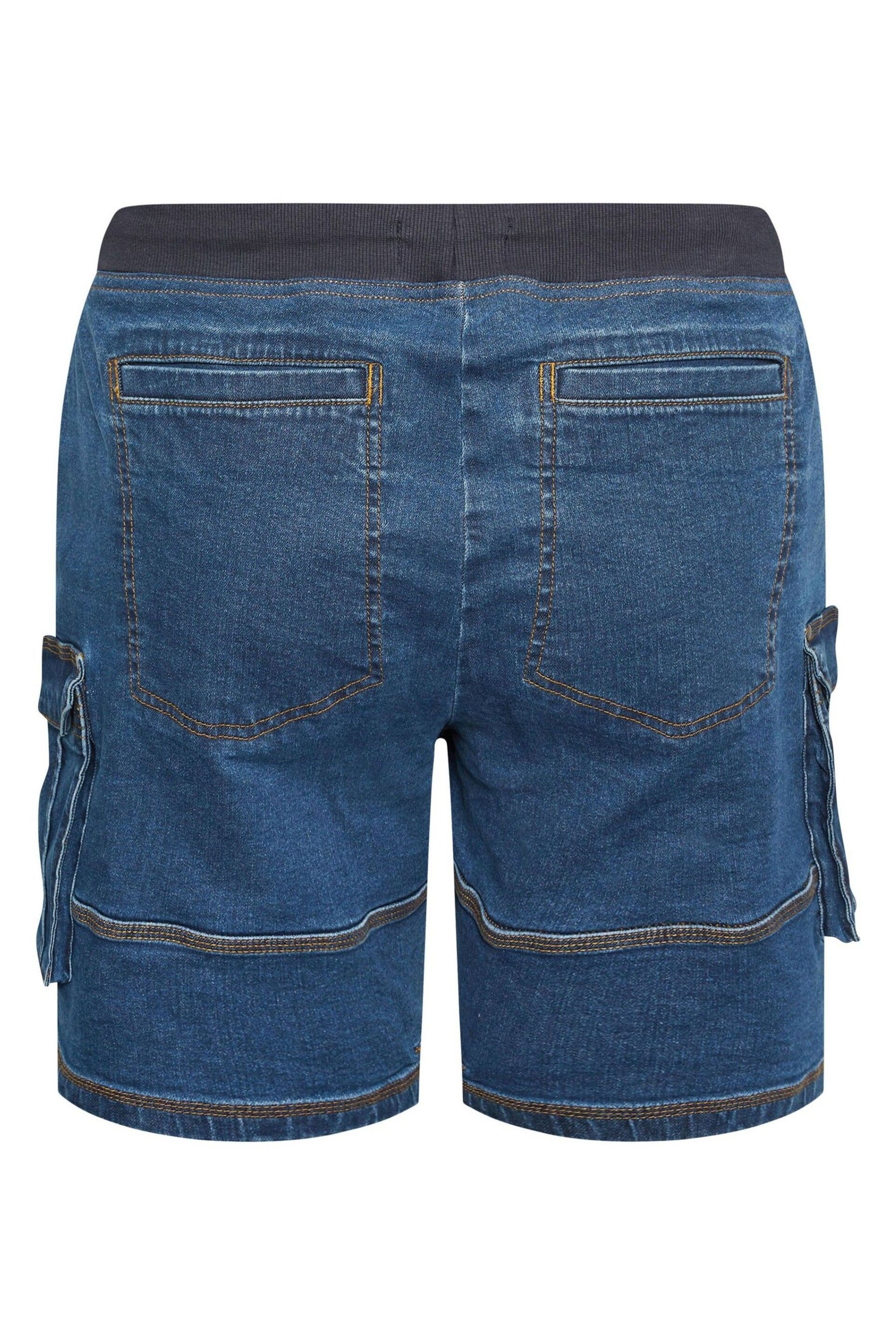 BadRhino Big & Tall Blue Elasticated Waist Denim Shorts - Image 4 of 4