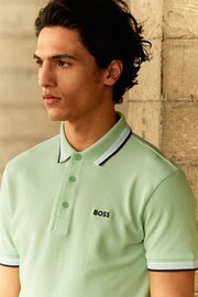 BOSS Bright Green Cotton Polo Shirt With Contrast Logo Details - Image 2 of 8