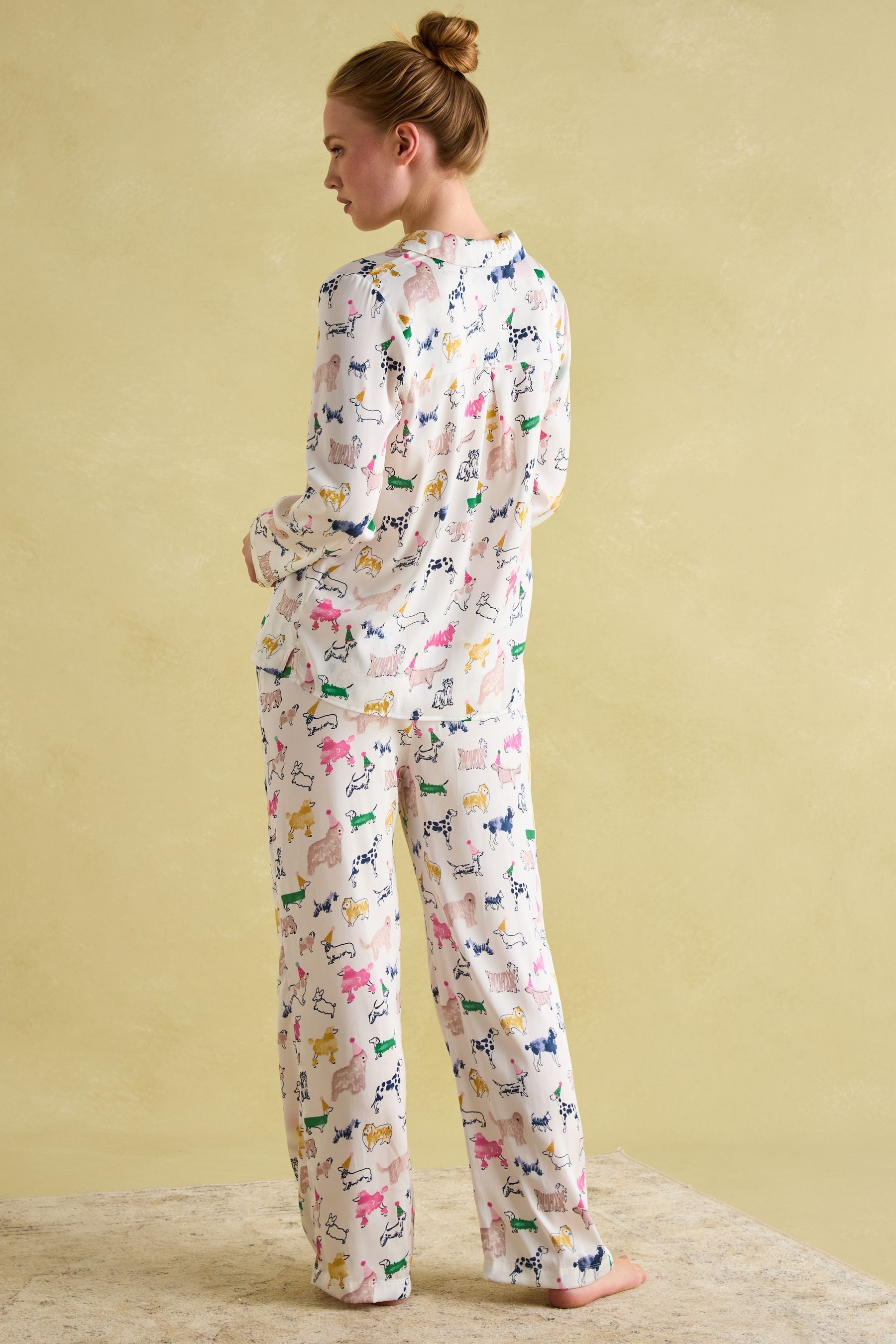 Joules Bonnie Cream Satin Pyjama Set XL Womens