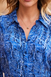 Sosandar Blue Animal Print Belted Midi Shirt Dress - Image 5 of 5