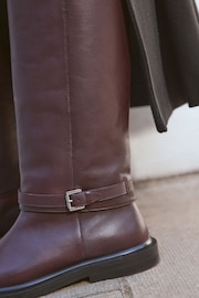 Burgundy Red Leather Forever Comfort® Buckle Detail Rider Boots - Image 5 of 11