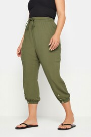 Yours Curve Green Pocket Button Cropped Trousers - Image 1 of 1