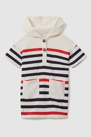 Reiss Ecru Martha Striped Jersey Hooded Dress - Image 1 of 4