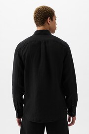 Gap Black Soft Linen Long Sleeve Shirt - Image 2 of 4