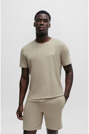 BOSS Beige Embroidered Logo Regular Fit T-Shirt - Image 2 of 5