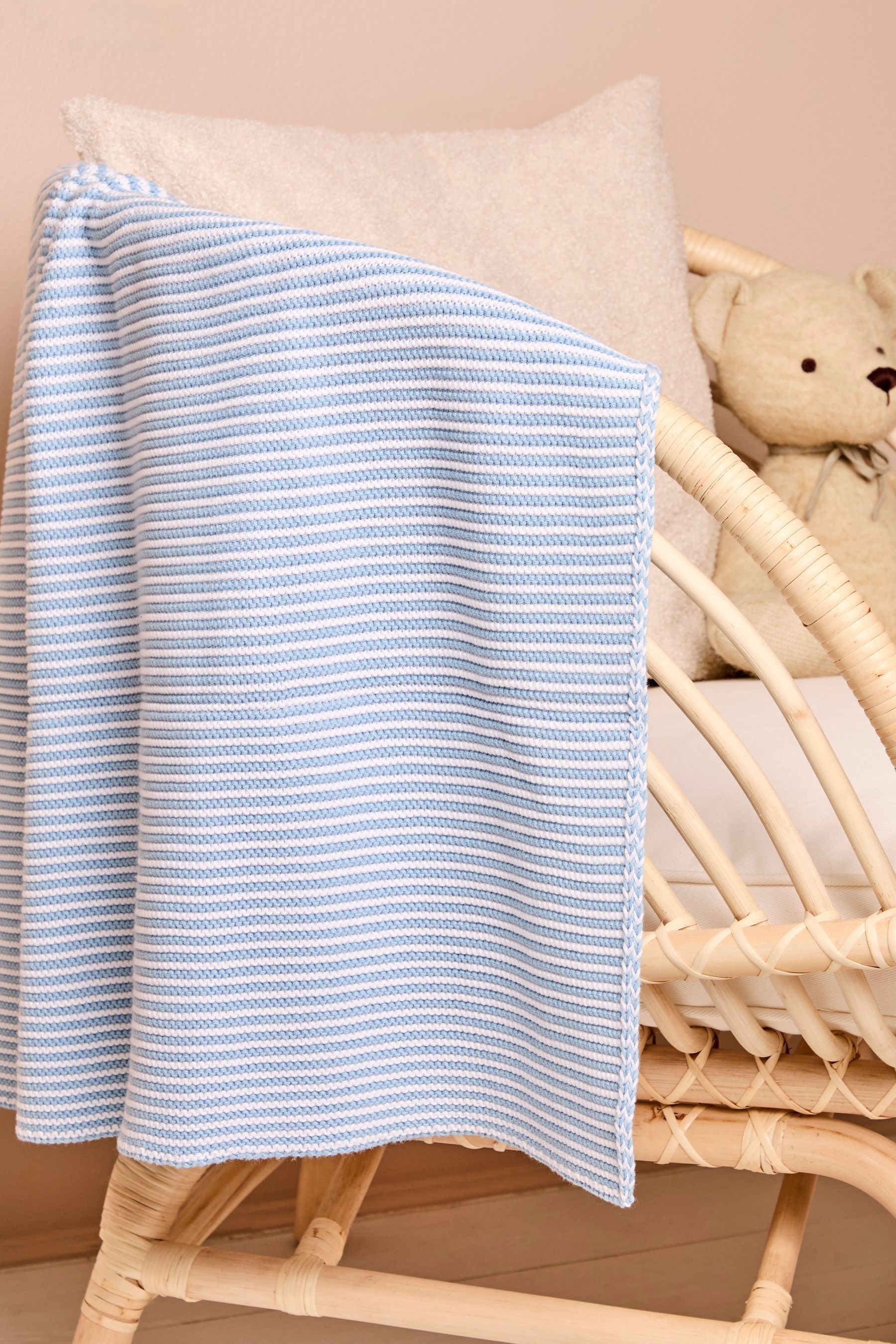 Buy JoJo Maman Bebe Knitted Stripe Blanket Blue from Next Luxembourg