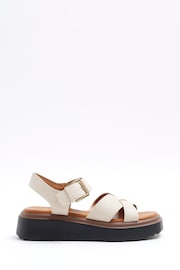 River Island Ecru Two Part Flatform Sandals - Image 1 of 4