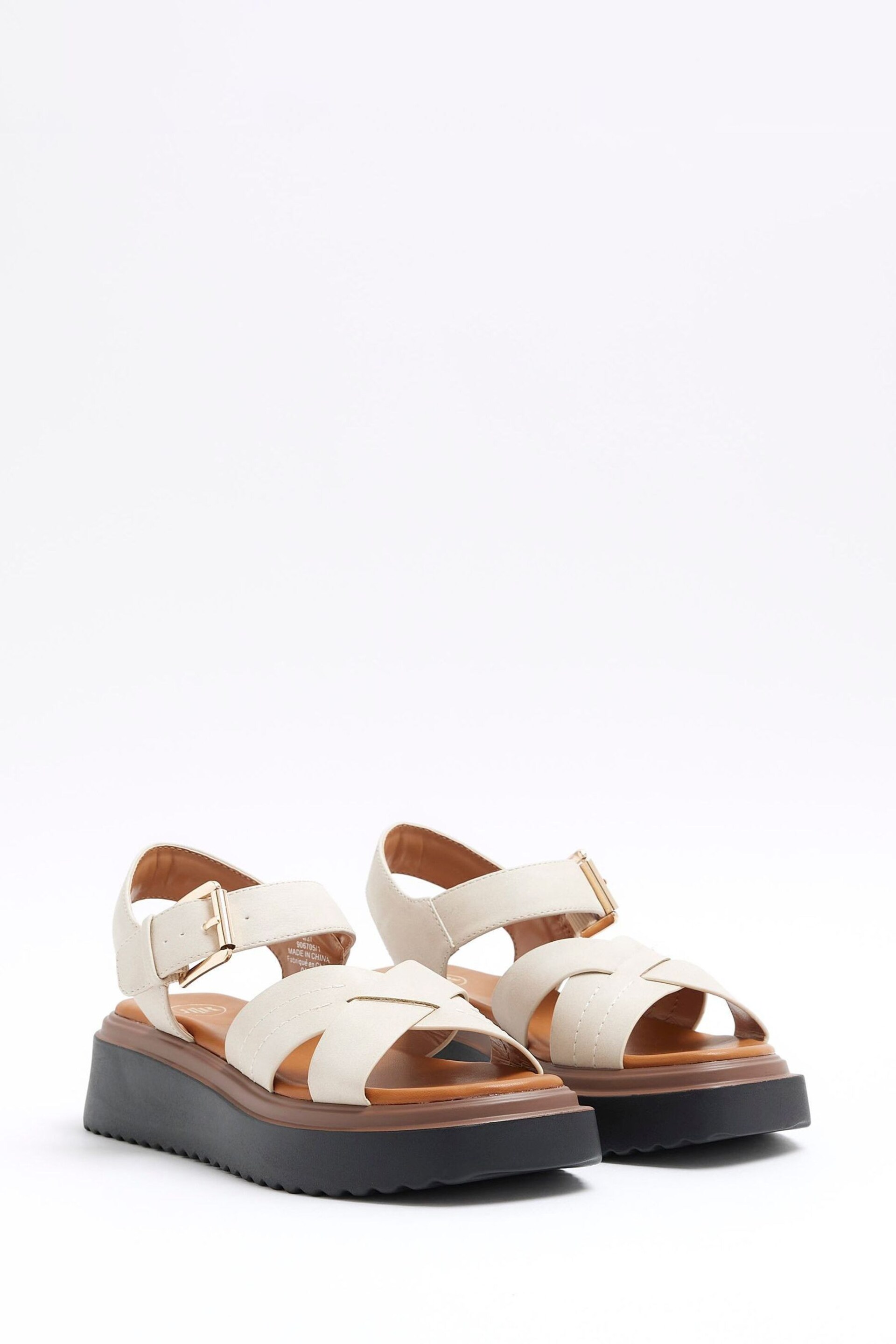 River Island Ecru Two Part Flatform Sandals - Image 3 of 4