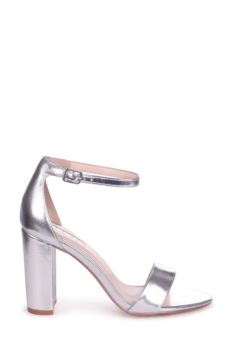 Linzi Silver Nelly Faux Suede Barely There Block Heeled Sandals - Image 2 of 4