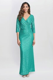 Gina Bacconi Green Fearne Lace Wrap Maxi Dress - Image 1 of 6