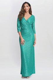 Gina Bacconi Green Fearne Lace Wrap Maxi Dress - Image 4 of 6