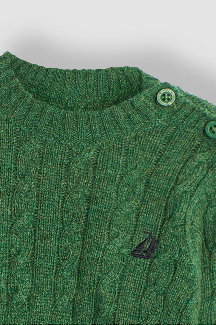 JoJo Maman Bébé Khaki Green Cable Jumper - Image 3 of 3