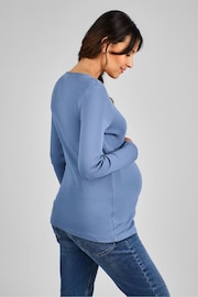 JoJo Maman Bébé Marl Grey & Blue 2-Pack Ribbed Jersey Maternity Tops - Image 5 of 11