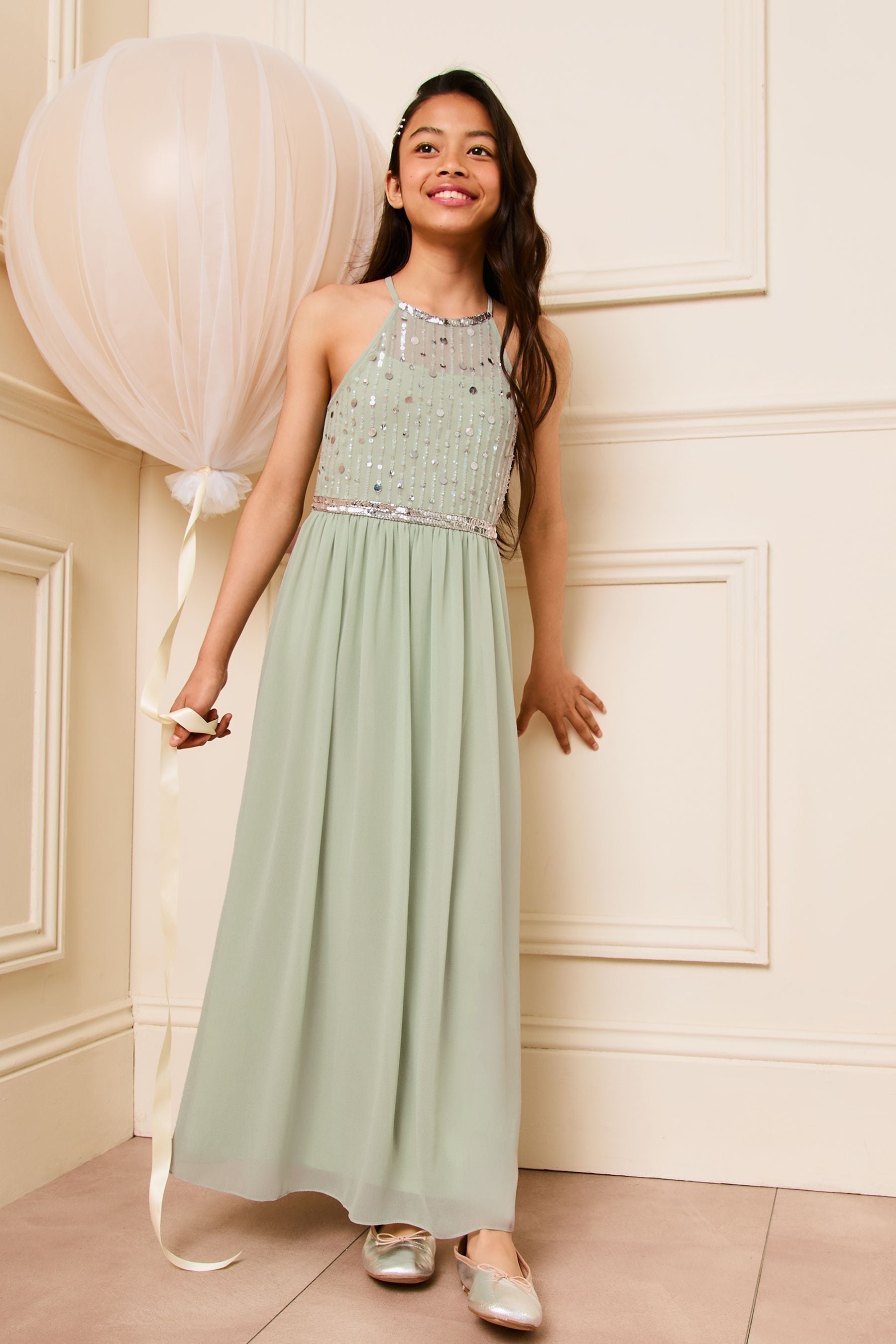 Buy Lipsy Green Strap Maxi Embellished Occasion Dress 7 16yrs from Next Luxembourg