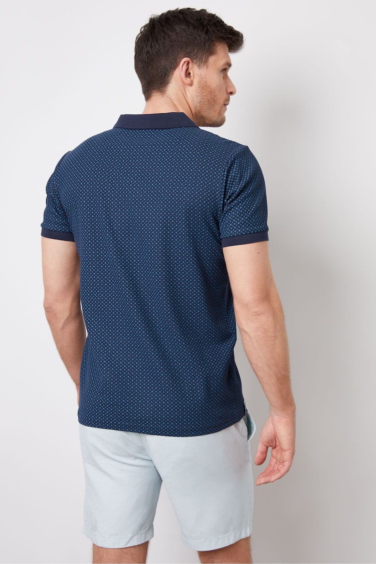 Threadbare Navy Blue 100% Cotton Open Collar Pique Polo Shirt - Image 2 of 3