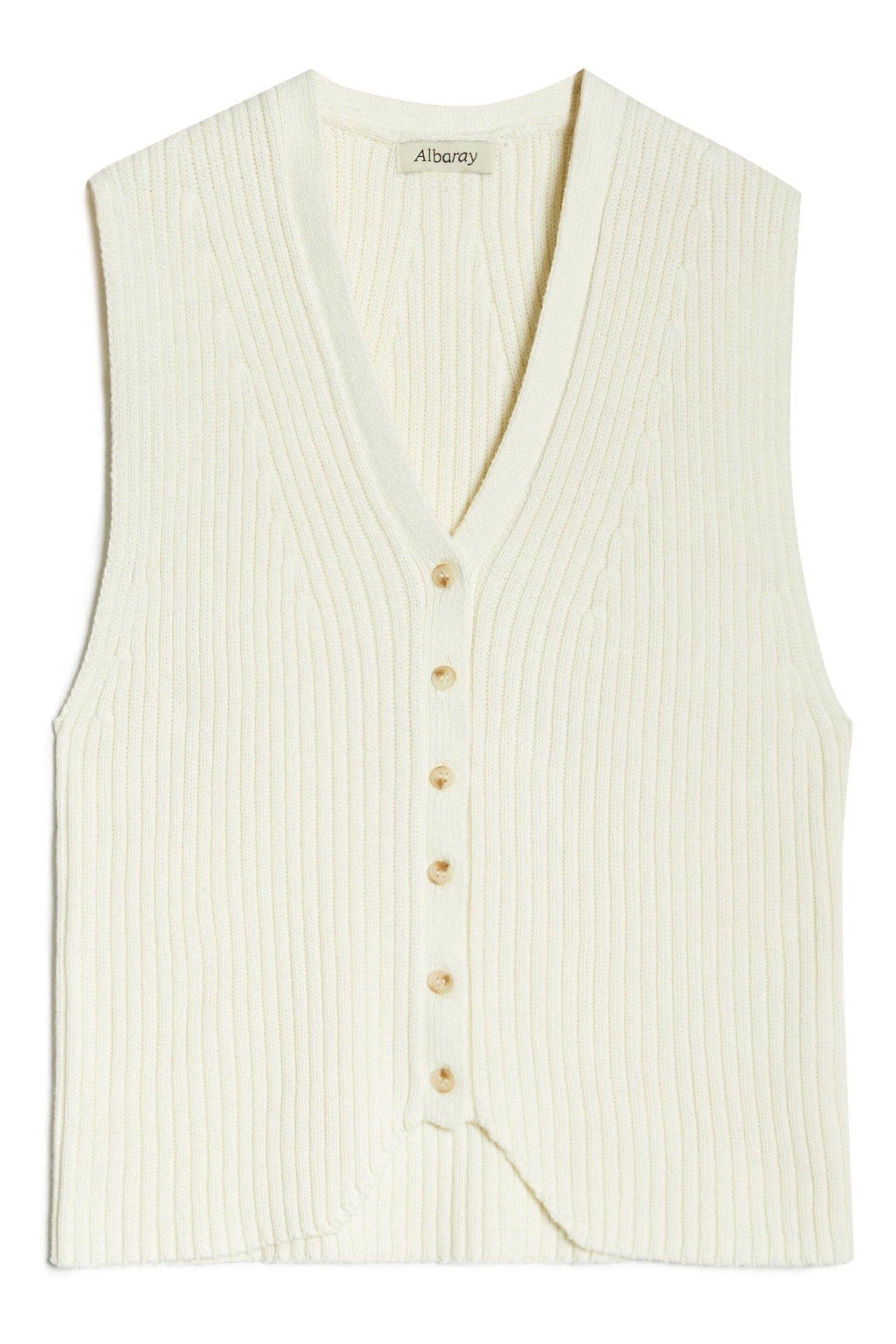 Albaray Cream Knitted Rib Waistcoat - Image 5 of 5