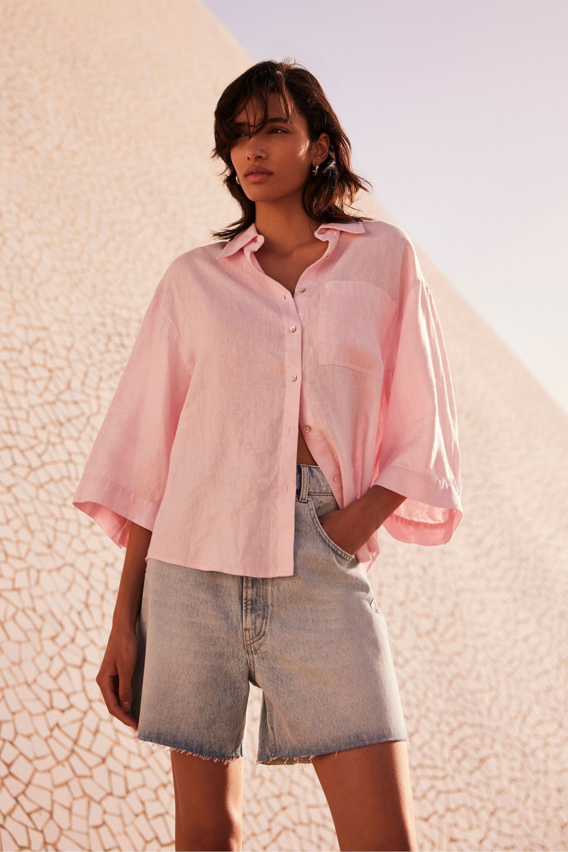 Mint Velvet Pink Linen Shirt - Image 1 of 4