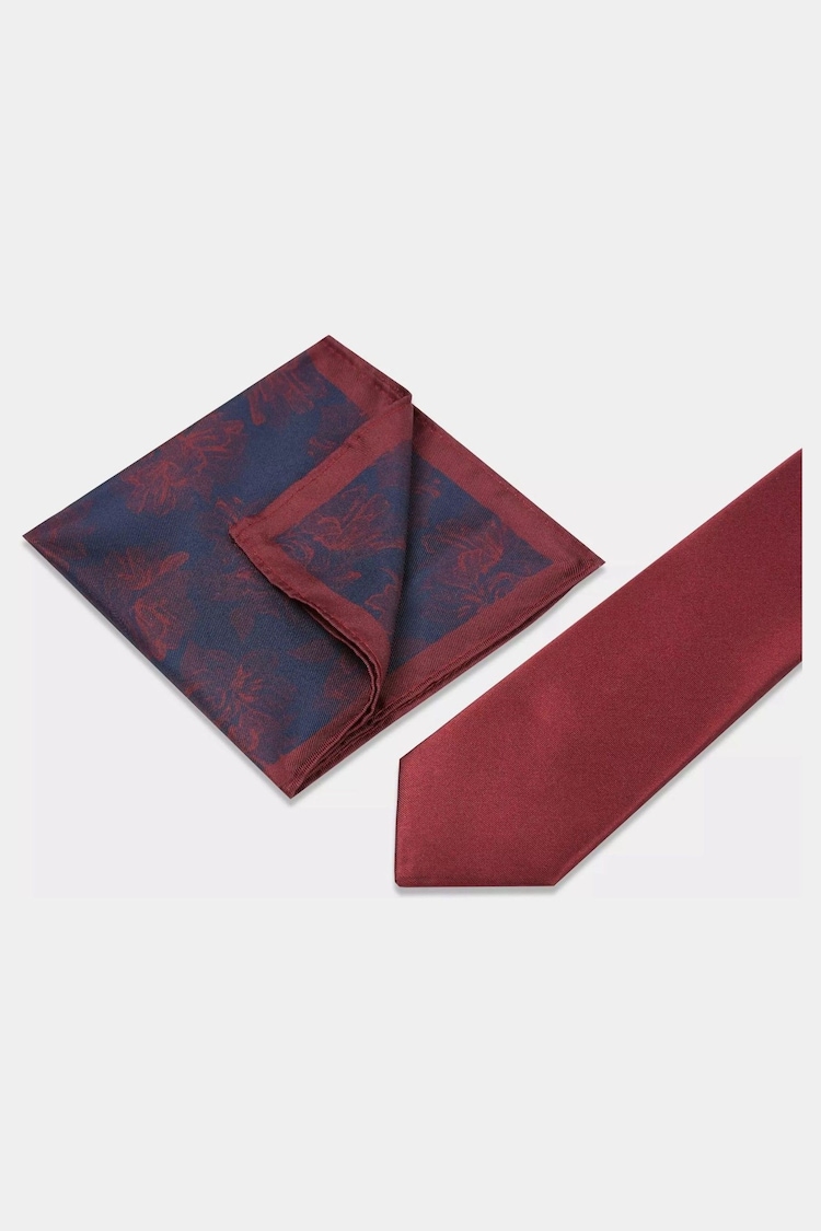 MOSS Wine Red Floral Tie - Image 2 of 3