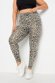 Yours Curve Black Limited Leopard Print Leggings - Image 1 of 5