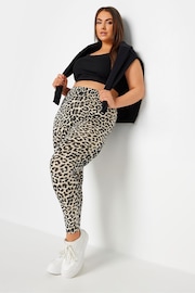 Yours Curve Black Limited Leopard Print Leggings - Image 2 of 5