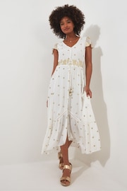 Joe Browns White Polka Dot Sequinned Cap Sleeve Maxi Dress - Image 2 of 7